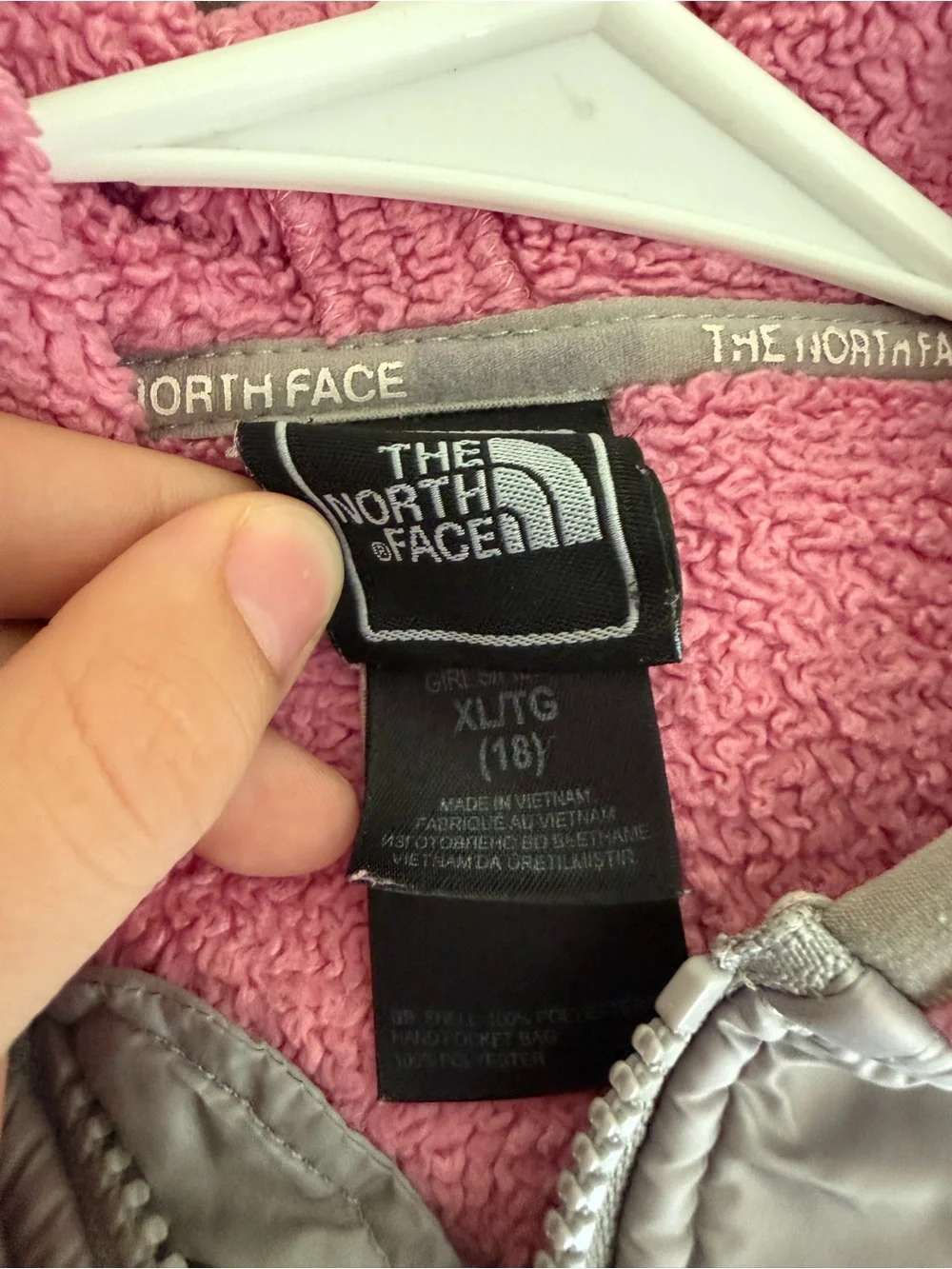 The North Face Pink and Gray Fleece Jacket with Hood - Kids